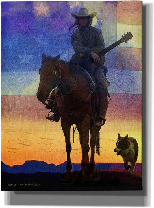 Epic Graffiti 'American Cowgirl' by Chris Vest, Canvas Wall Art, 12"x16"