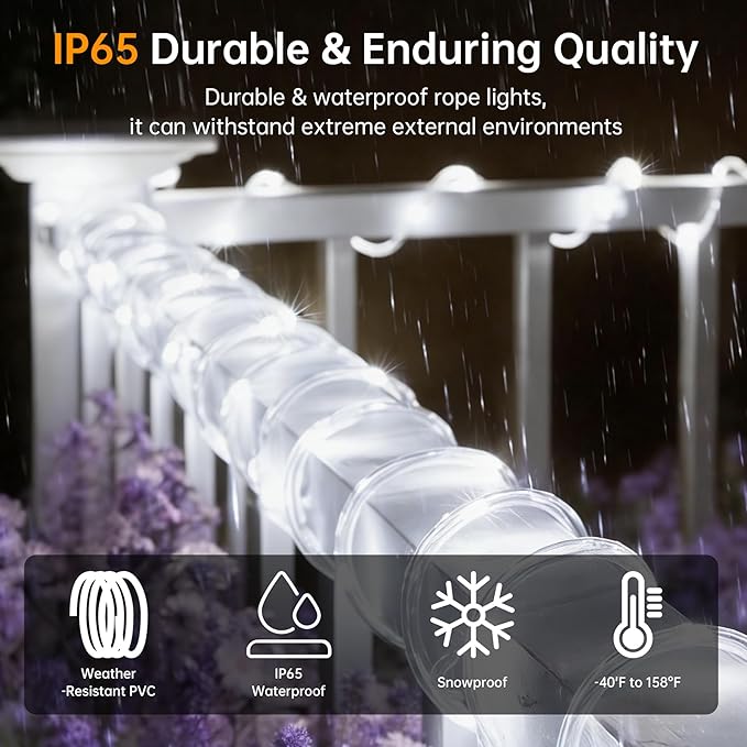 Solar Roep Lights for Outside, 2 Packs Total 66ft 200 LED Solar String Lights with 8 Modes, Waterproof Solar Outdoor Light for Patio Garden Party Tree Proch Pool Holiday Xmas Decor-White