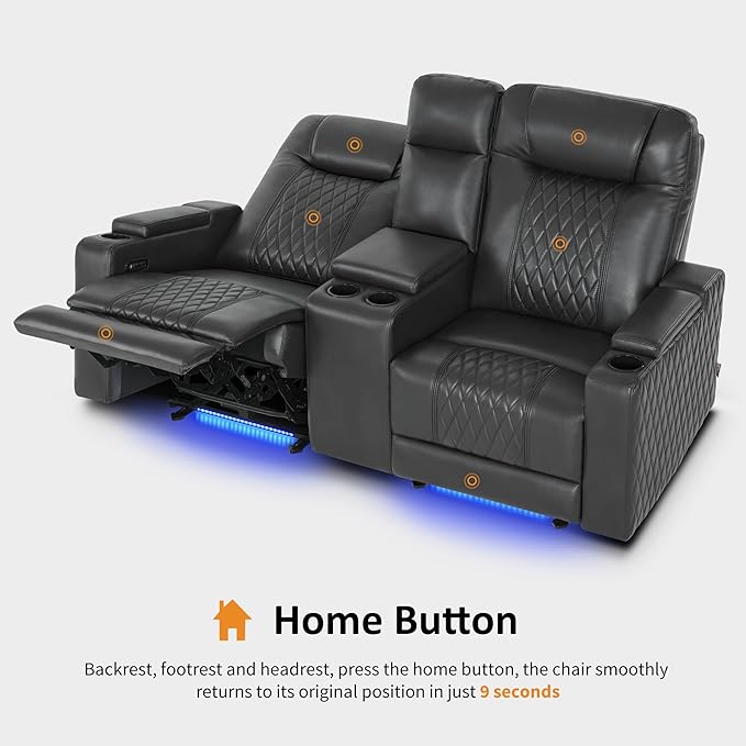 MCombo 80" Zero Gravity Oversized Power Reclining Loveseat with Adjustable Headrest for Living Room, Double Recliner Sofa with USB & Type C, Armrest Storage & LED Light HTS401SET