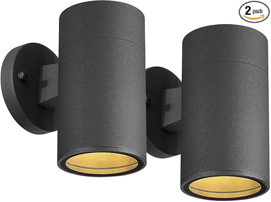Ken & Ricky Outdoor Wall Lights, Exterior Lighting Fixtures, Matte Black Outdoor Porch Light with Tempered Glass Cover for Porch Garage Patio Doorway Entryway -2 Pack