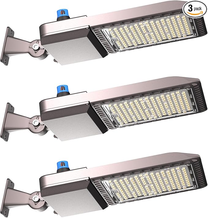 Lightdot 400W(486x1W LED) LED Parking Lot Light Arm Mount 5000K ETL LED Pole Lights Outdoor 60000Lm(150Lm/W) LED Shoebox Light with Smart Photocell for 30-55Ft Height-7Yrs Warranty-3Pack