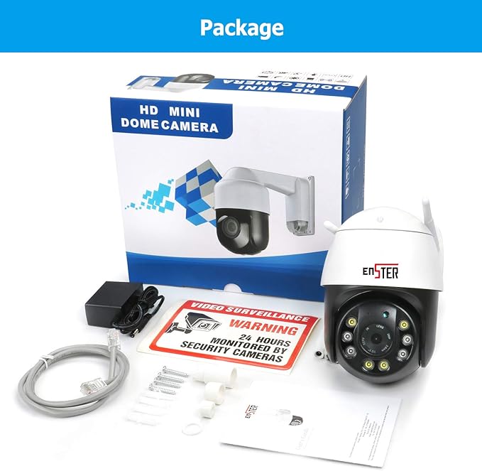 ENSTER 4K Outdoor Compatible Onvif - 4LED Smart Night Vision, AI Human/Vehicle Detection, IP66 Metal Housing