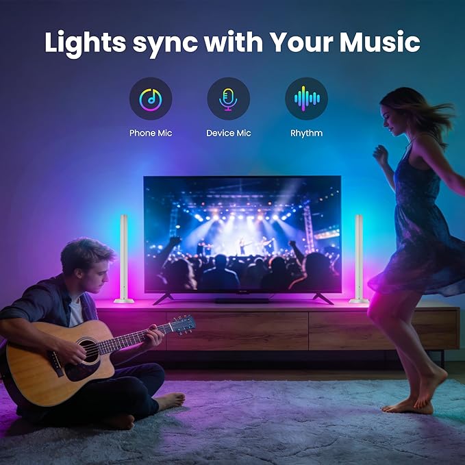 TJOY Smart Wi-Fi Light Bars, Work with Alexa &Google Assistant, Gaming Desk Lights with Music Sync&Scene Modes, RGB TV Light Bar, Ambient Lighting for Game, Atmosphere Decoration(2.4Ghz WiFi only)