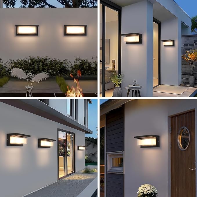 Exterior Light Fixture, Outdoor Wall Light Fixture, LED Wall Sconce 3-Color-Changeable Wall Mounted Lamps, Waterproof Wall Mounted Light for Porch, Garage, 2160LM Indoor Wall Sconce 2 Pack