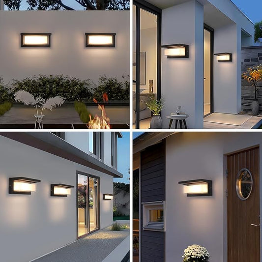 Outdoor Modern Wall Sconce Lights,15%-100% Dimmable Indoor Wall Light Fixtures,3000K/4000K/6500K Adjustable,24W Exterior Wall Lighting,Waterproof Outdoor Porch Light,2160LM Indoor Wall Sconce 1 Pack