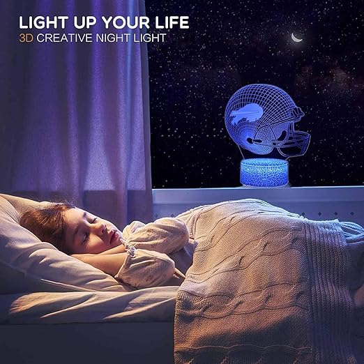 3D Optical Illusion Smart 7 Colors Night Light Table Lamp Gifts for Buffalo Men, Women, Kids, Boys, Teens,Acrylic