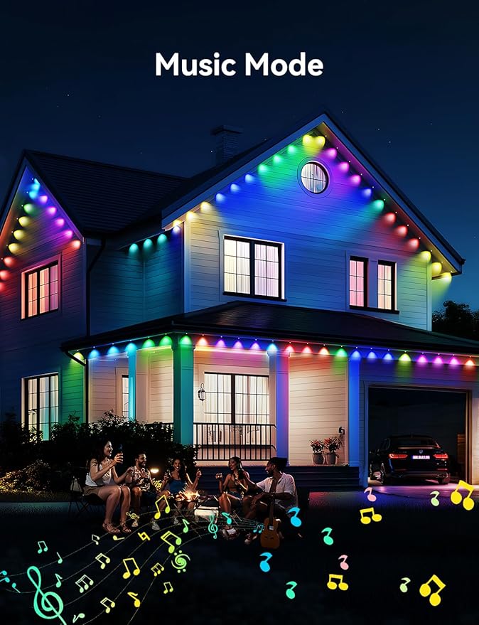 Permanent Outdoor Lights for House, RGB+IC IP67 Waterproof Smart Eave Lights 150ft with 108 LED, Eternity Lighting for Holiday Daily Decor, Work with Remote, APP