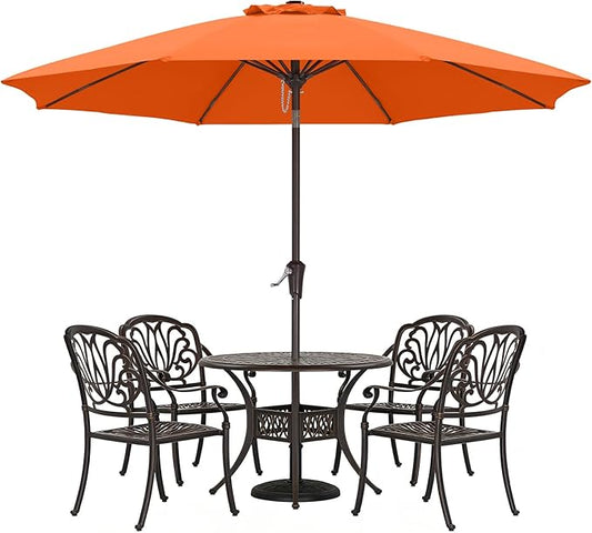 ABCCANOPY 10FT Patio Umbrella, Outdoor Waterproof Table Umbrella with Push Button Tilt and Crank, 8 Ribs UV Protection Pool Umbrella for Garden, Lawn, Deck & Backyard (Coral)