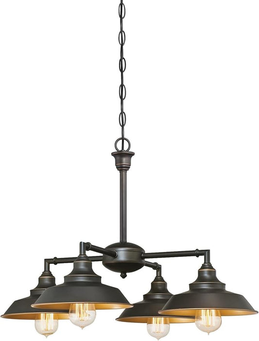 Westinghouse Lighting 6345000 Iron Hill Four-Light, Oil Rubbed Bronze Finish with Highlights Indoor Chandelier/Semi-Flush Ceiling Fixture, 4