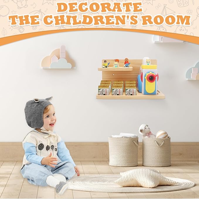 Wall Shelf Compatible with Little Tikes for Story Dream Machine Books Starter Set, for Little Tikes for Storytime Audio Play Real for Littles Character Storage Floating Shelves (Natural)