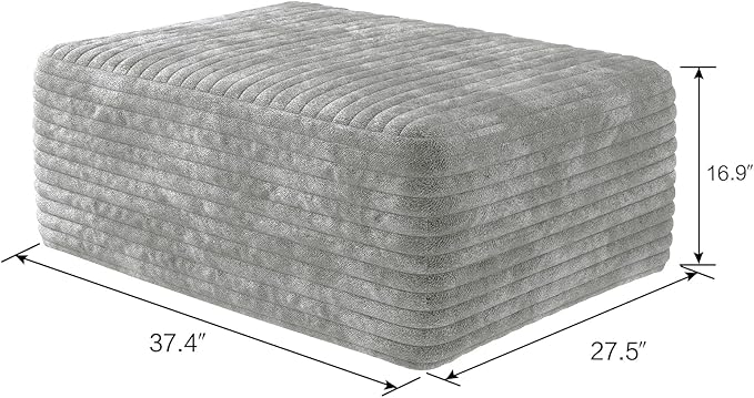 107" U Shaped Corduroy Couch with Ottoman, Compression Boneless Sofa, Deep Seat Cloud Modular Couch, Comfy Sectional Couches for Living Room Bedroom, No Assembly, Right Facing Chaise, Grey