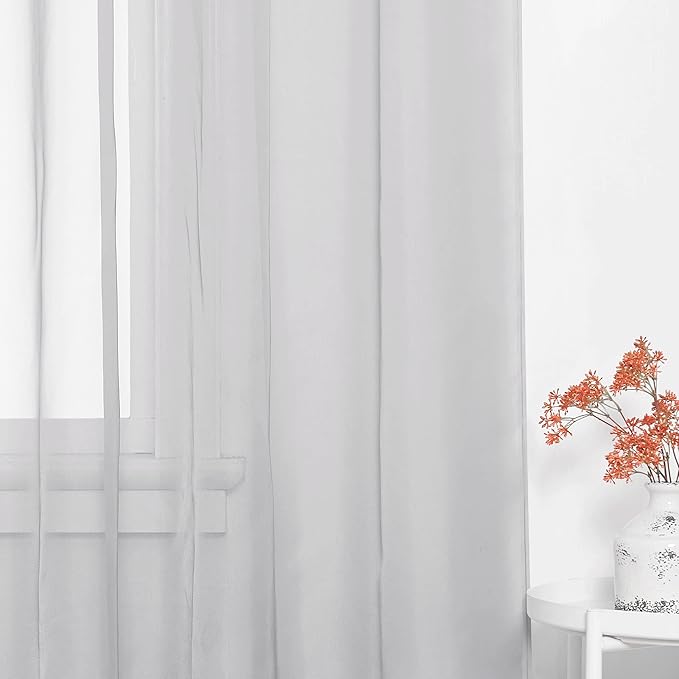 NICETOWN Sheer Curtains for Bedroom, Rod Pocket Soft Voile Sheer Panels Decorative Draperies Lightweight & Airy for Flat/Apartment, 60" W by 63" L, 2 Panels, Light Grey