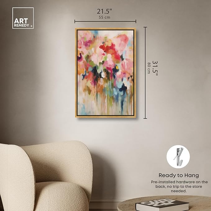 Art Remedy Soft Lush Pastel Canvas New Floral Wall Art, Gold Frame, 20" x 30"