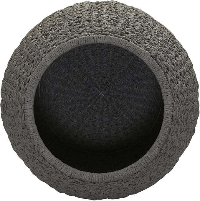 Household Essentials Handwoven Paper Rope Barrel Wicker Storage Basket Side Table, Gray