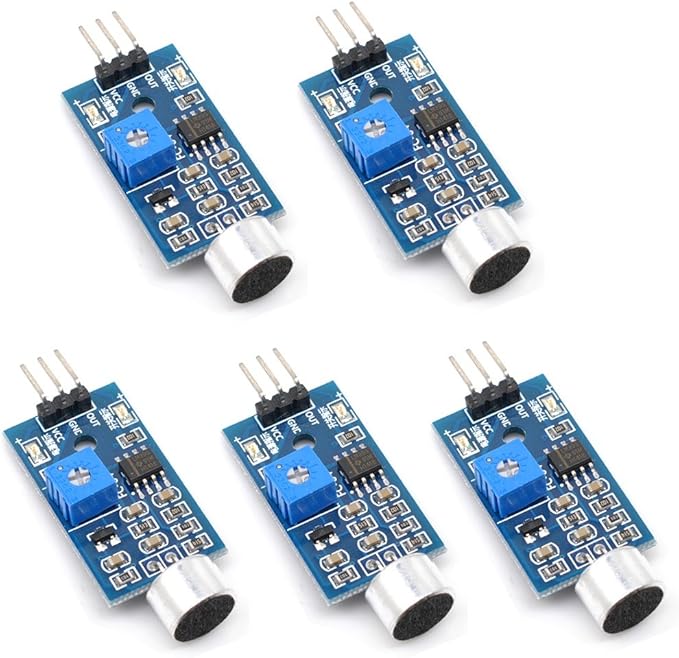 Oiyagai 5PCS Sound Sensor Microphone Module for Arduino, High Sensitivity Voice Detection with Digital & Analog Output, Adjustable Threshold