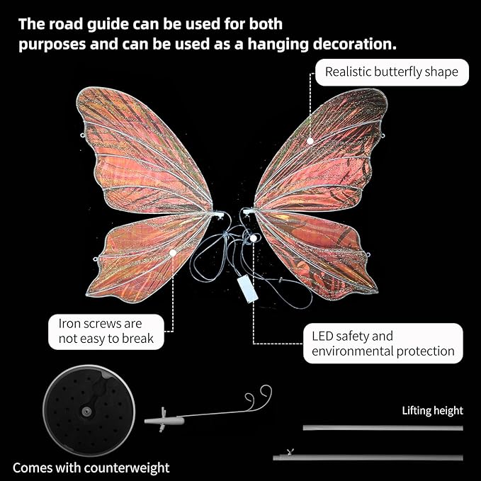 Wedding Butterfly Floor lamp Creative Butterfly Ceiling Lamp Butterfly Hanging Decoration Props for Wedding Party Events, 80CM/31.5INCH