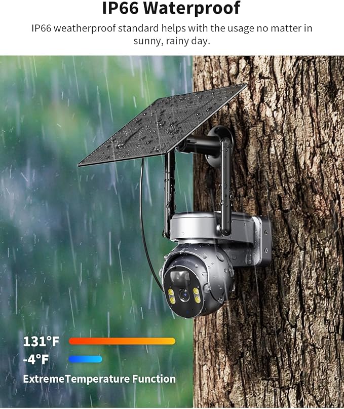 LIWAN 4G LTE Cellular Security Camera Wireless Outdoor, Solar No WiFi Security Camera, 360° Full Cover, 2K Color Night Vision, 2 Way Talk, PIR Motion Sensor, Built-in SIM Card, 2 Pack