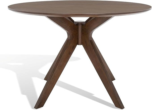 SAFAVIEH Couture Collection – Carolee Walnut Brown 46-Inch Round Dining Table, Farmhouse Dining Table for Kitchen or Dining Room, Seats Up to 4 (SFV2134C)