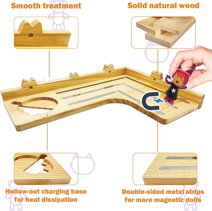 for Tonies Shelf - Corner Shelf for TonieBox Storage, Wooden Floating Shelves for Tonies Storage, Wall Shelves with Magnetic Strips to Display Toniebox Figures & Characters L-Shape (Big)