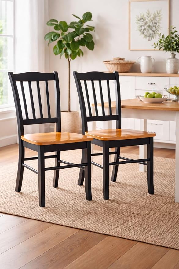 Boraam Shaker Dining Room Side Chairs, Set of 2 - Black/Oak