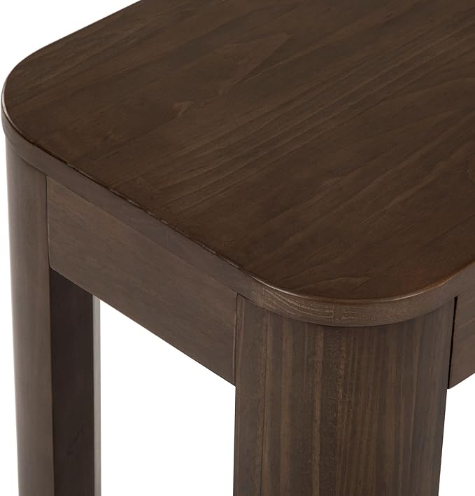 Plank+Beam Contour Bench, Modern Rounded 46 Inch Dining Bench, Bench for 60 Inch Kitchen Table, Walnut