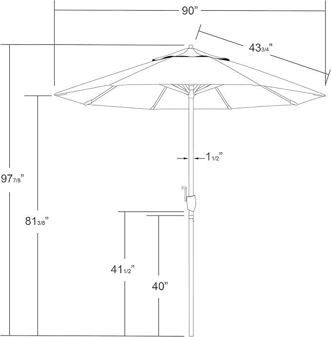 California Umbrella 7.5' Round Sunbrella Aluminum Outdoor Deck, Pool or Patio Umbrella, Crank Lift, Auto Tilt, Bronze Pole, Linen Sesame