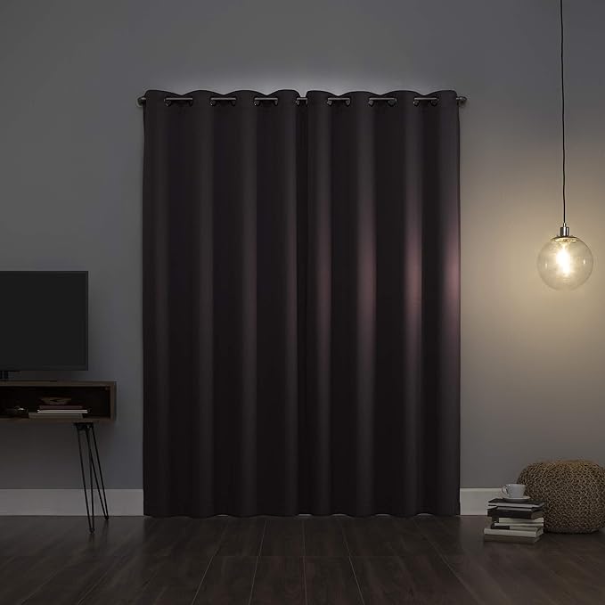 Sun Zero Nordic Theater Grade Extreme 100% Blackout Grommet Curtain Single Panel, 52" x 108", Fig