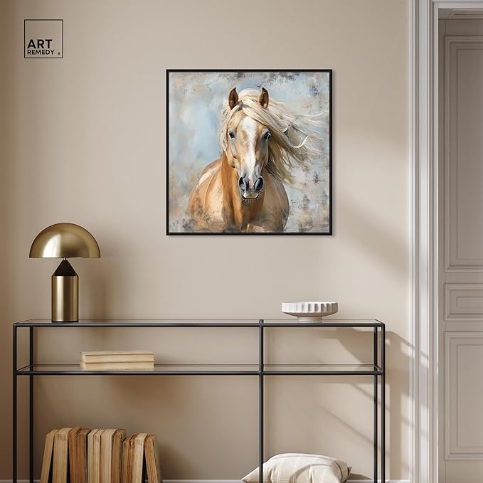 Art Remedy Rustic Rider Canvas Horse Wall Art, Black Frame, 24" x 24"