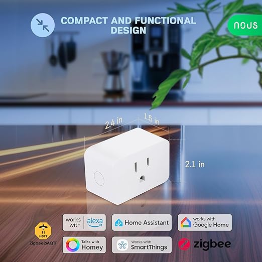 𝗭𝗶𝗴𝗕𝗲𝗲 Smart Plug, Energy Monitoring, 𝗭𝗶𝗴𝗯𝗲𝗲 𝗛𝘂𝗯 Required, ETL Certified, Compatible with Alexa, Google Home, Home Assistant, SmartThings, Remote App Control, Smart Outlet, 1 Pack