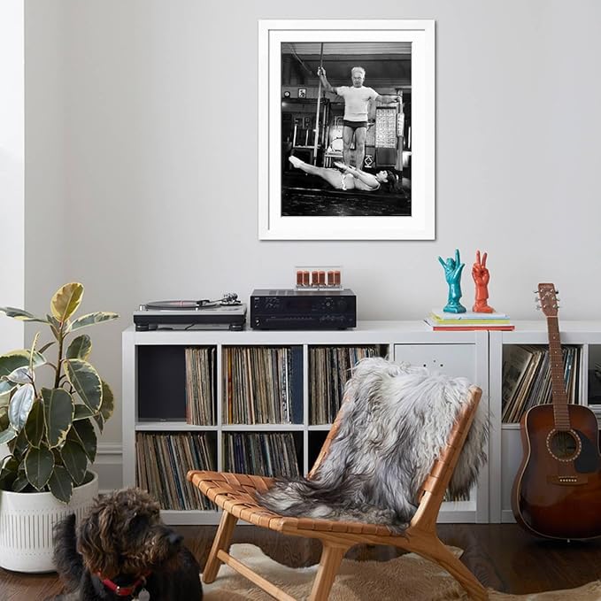 ART.COM Wall Premium Photographic Print Opera Singer Roberta Peters Balancing Her Trainer, Joseph Pilates, on Her Operatic Breadbasket on White Frame by Michael Rougier, 32" x 40"