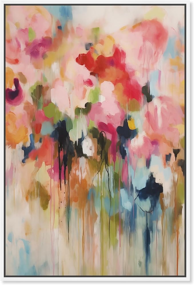 Art Remedy Soft Lush Pastel Canvas New Floral Wall Art, White Frame, 16" x 24"