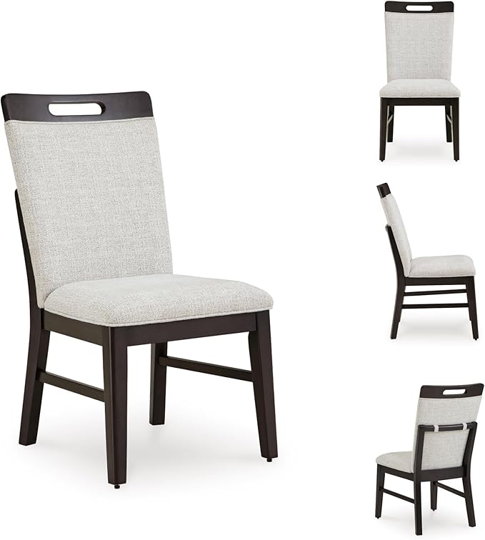 Signature Design by Ashley Neymorton Solid Wood Frame Dining Chair, Stain Resistant, Set of 2, Light Gray/Brown