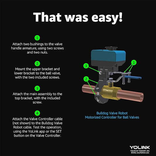 YoLink X3 Version Smart Water Leak Protection Kit: X3 Valve Controller, Bulldog, (4) Leak Sensors & Hub