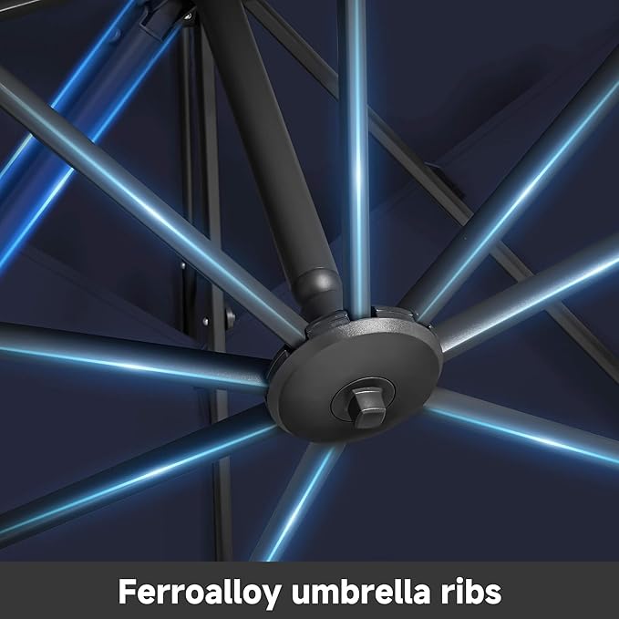FLAME&SHADE 10 X 10 FT Cantilever Patio Umbrella - Large Offset Umbrella Outdoor Patio with 360-Degree Rotation and 3-Year Fade Resistance Fabric for Deck Pool Backyard Garden (Navy Blue)