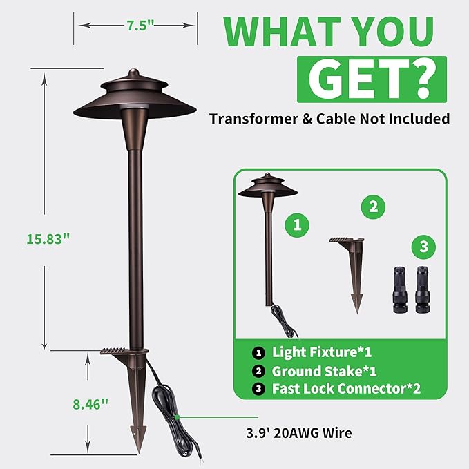 Outdoor Pathway Lights Wired 12V, 2700K/3000K/3500K/4000K/5000K Selectable Landscape Path Light LED, Waterproof Walkway Fixture Electric, ORB Aluminum for All Weather Garden Yard (6 Pack)