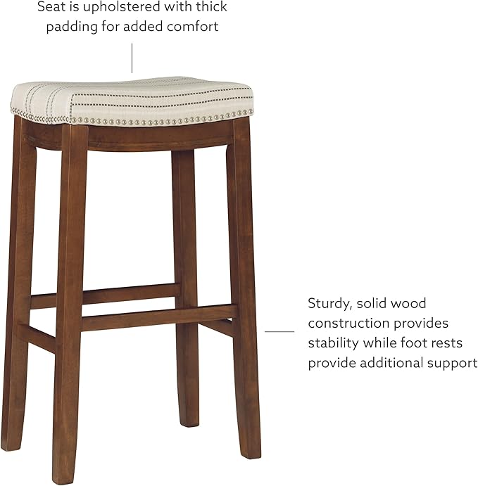 Linon Home Décor Linon 32.5" Backless Claridge Stool Rustic, Natural Bar