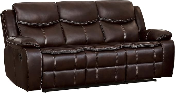 Lexicon Bay Manual Double Reclining Sofa, Dark Brown