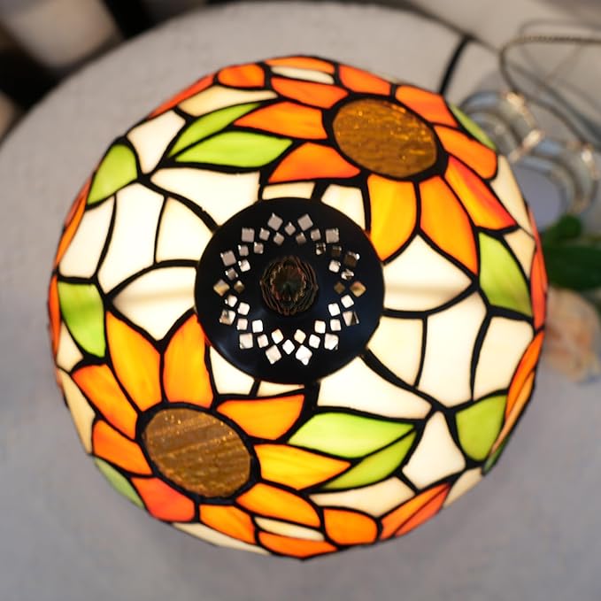 Tiffany Lamp Stained Glass lamp Small Bedside Table Lamps for Living Room Bedroom Dorm Kitchen Home Decor Festival Birthday Gift,Sunflower