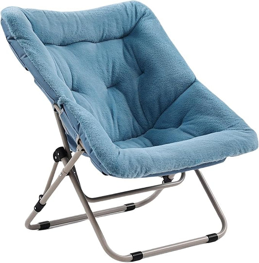 Comfy Folded Chair, Soft Faux Fur Oversized Folding Chair, Flexible Lazy Chair for Kids Girls Teens Adults, Moon Chair for Dorm Rooms, Bedroom, Living Room