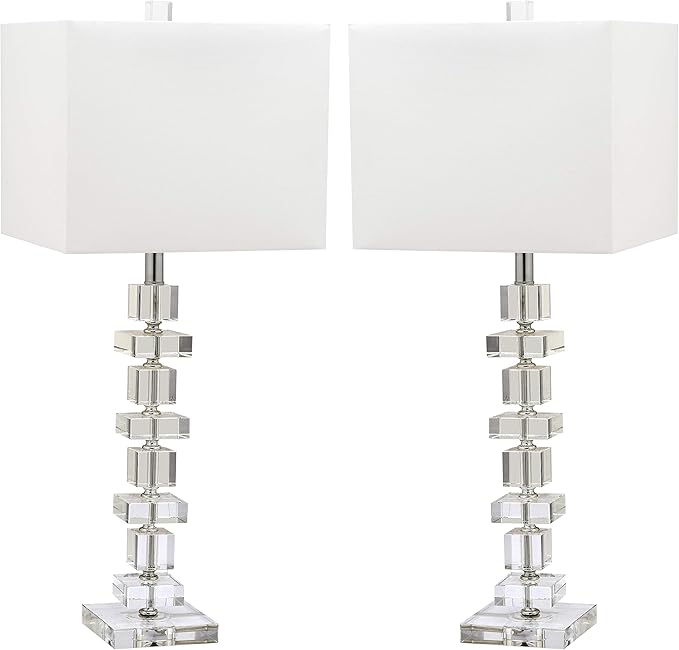 SAFAVIEH Lighting Collection Modern Deco 28-inch Bedroom Living Room Home Office Desk Nightstand Table Lamp Set of 2 (LED Bulbs Included)