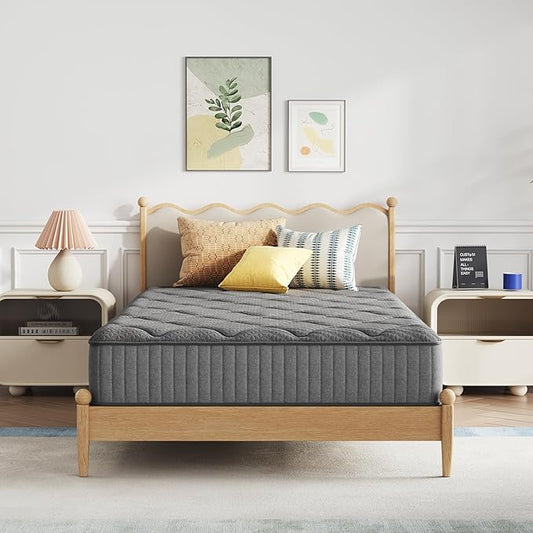 Novilla 6 Inch Queen Hybrid Mattress with Gel Memory Foam & Bonnell Coil for Cooling Night Relief & Comfortable Rest Mattresses in a Box CertiPUR-US Certified