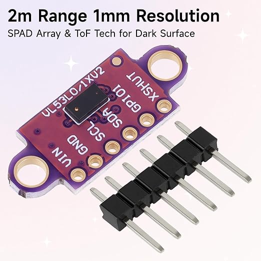 5 Pcs VL53L0X Lidar Sensor 2m Range High Precision Single-Point Distance Sensor GY-VL53L0XV2 Compact Lightweight ToF Module with I2C Interface for Arduino Raspberry Pi Robot IoT Projects Smart Homes