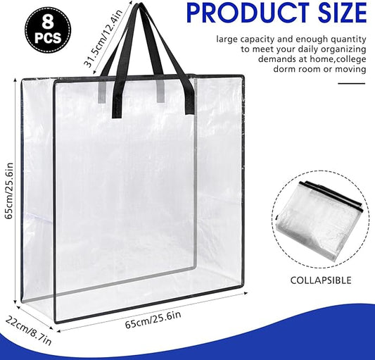 8 Pcs Clear Wreath Storage Bags 26 Inch St. Patrick's Garland Container Door Garland Holiday Wreath Storage Holder with Handle and Zipper Heavy Duty Plastic Packing Totes(Black)