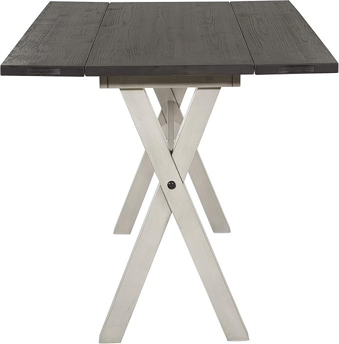 OSP Home Furnishings Kristen Flip-Top Expanding Desk to Dining Table, Charcoal Finish