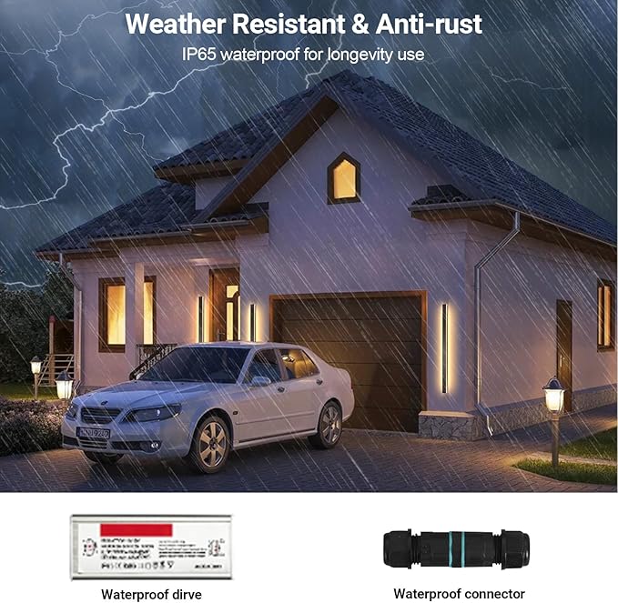 Long Outdoor Wall Lights, 47.24 Inches Exterior Lights, Waterproof Ip65 Linear LED Wall Sconce, 38W Elegant Rectangular Frosted Acrylic Warm White Lighting Fixture, Linear Lamps for Porch, Garage
