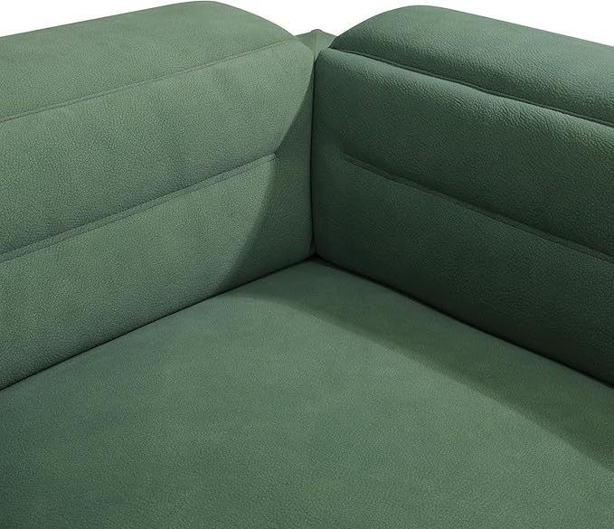 Power Reclining Sectional Sofa Set with USB Ports & Adjustable Headrest, 4-Seater L-Shaped Flannel Recliner Sectional Couch for Living Room,Green