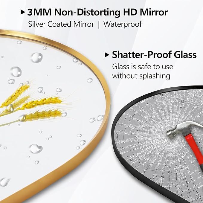Oval Full Length Mirror, 55"×18" Wall-Mounted Mirror with Gold Frame, Ultra-Clear Explosion-Proof Dressing Mirror, Simple and Classic Deco for Cloakroom/Bedroom/Living Room