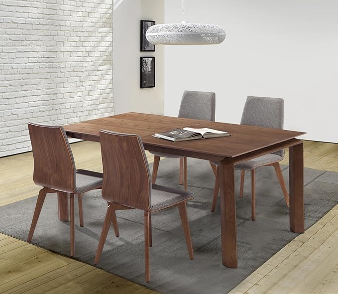 Armen Living Treviso Walnut Dining Kitchen & Dining Extendable Table, 87 x 30 x 37.5