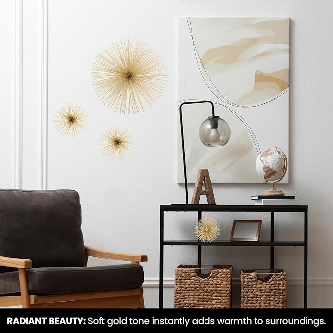 Torre & Tagus Spike Ball Gold Sphere Decor, Mid Century Modern Metal Gold Starburst for Home Decor On Shelf, Coffee Table, Wedding or Handmade Gift (4")