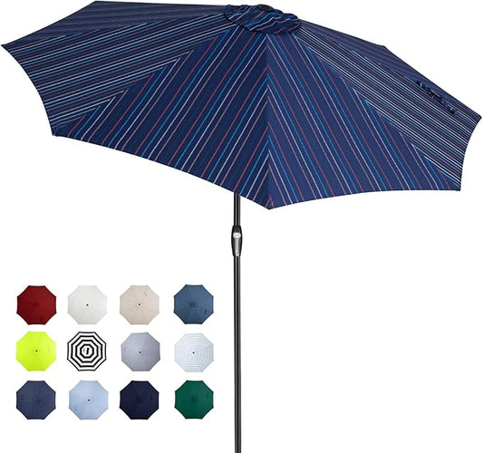 Tempera Patio Market Outdoor Table Umbrella with Auto Tilt and Crank, Large Sun Umbrella with Sturdy Pole & Fade Resistant Canopy, Easy to Set